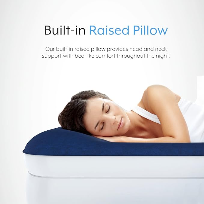 Active Era Luxury Queen High Air Mattress with Built in Pump and Raised Pillow - Elevated Double with Structured I-Beam Technology Height 22 Tall Air Bed Queen Size