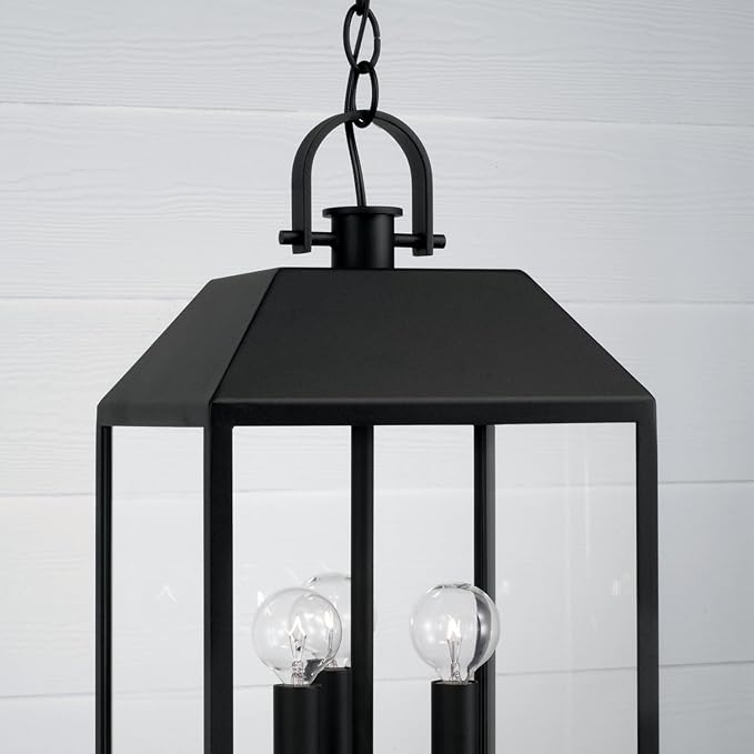 Capital Lighting 953434BK Nelson Modern Clear Glass Outdoor Hanging Lantern 3-Light 180 Total Watts 20 H x 10 W Black