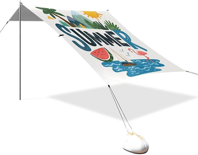 Bolaz Beach Canopy Tent Sun Shade9'×10.5' Large Family Beach Shade UPF50+- Outdoor Shade for Camping Trips FishingSummer Design