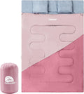Double Sleeping Bag for Adults Kids - Lightweight 2 Person Sleeping Bag with Pillow Queen Size Waterproof Camping Sack Two Person for Girls Boys Youths Teens Compact for Cold Weather &amp Warm