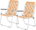 Outvita Webbed Lawn Chairs Set of 2 Foldable Metal Patio Chairs Stable Steel Outdoor Chair for Camping Fishing Beach Poolside Backyard and BBQ