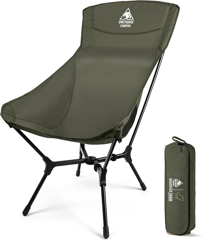 ONETIGRIS OasisFlex Camping ChairHigh Back Folding Chair with Carry BagGreat for CampingBeachPicnicParkLawnSports and Outdoor Events