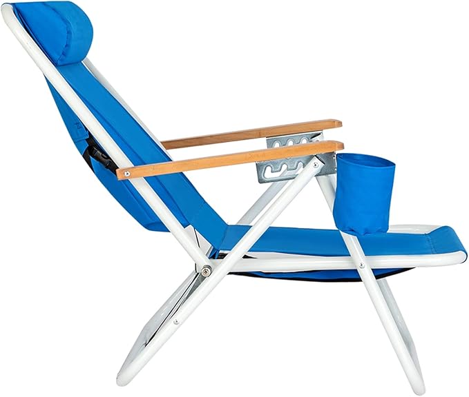 Vasitelan Outdoor Folding Beach Chairs for AdultsCompact Portable Folding Camping Chair with Backpack Straps Support to 265LBS (Blue)