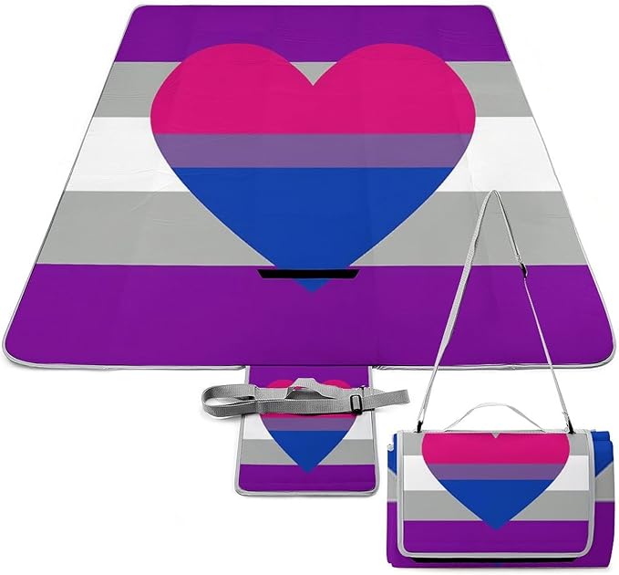 Rainbow Hearts Gay Pride Flag Colored Waterproof Outdoor Picnic Blanket Sandproof Beach Mat for Camping Hiking Grass Travelling