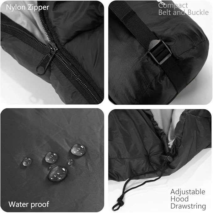 Rectangular Heated Sleeping Bag Envelope Style 5pcs Multi USB Power Support Heating Pads Operated with Battery Power Bank or Other USB Power Supplies Envelope-Black-3D Heating