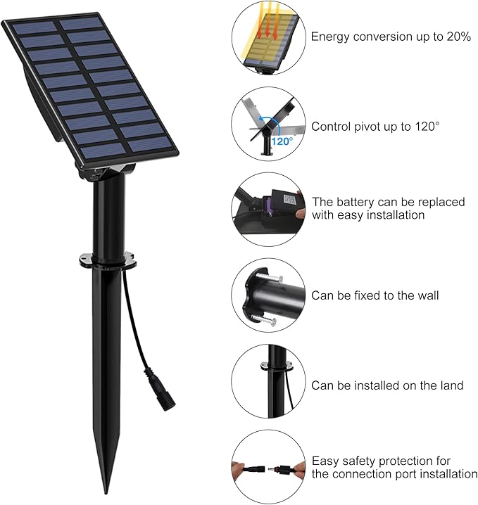 T-SUN Color Changing Solar Lights for OutsideSolar Spot Lights Outdoor Waterproof Dual Head LED Landscape Spotlights for Garden Pond Yard Trees Pathway(RGB)