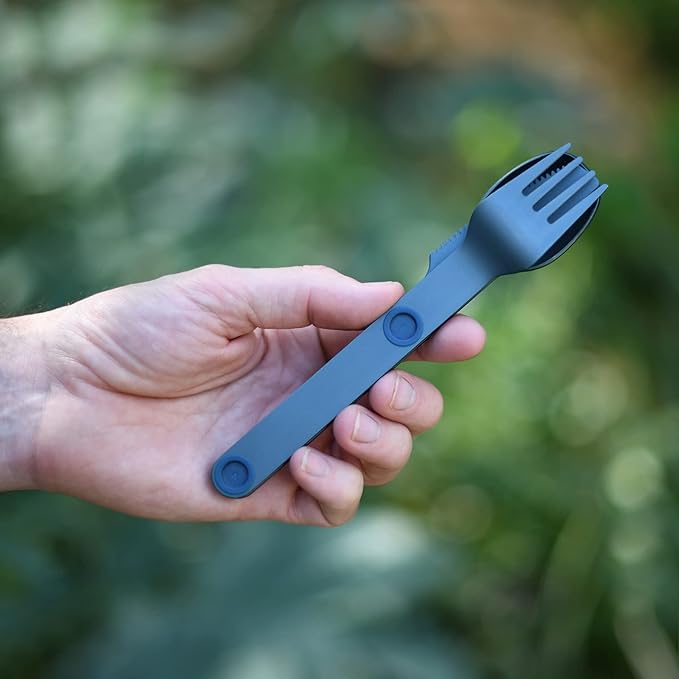 FULL WINDSOR - MAGWARE Magnetic Camping Cutlery Set - Travel Utensils for Camping Cooking and Outdoor Dining - Knife Fork &amp Spoon - Portable Silverware with Pouch - Blue (3 PCS)