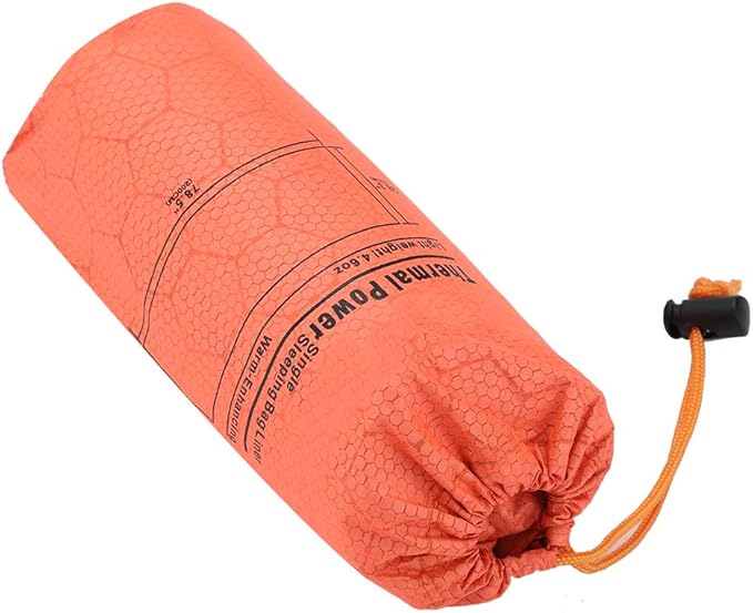 Emergency Survival Sleeping Bag | 80% Body Heat Retention in Cold Weather | Weatherproof &amp Reflective Orange Design | Lightweight 122g for Camping/Hiking/Mountaineering