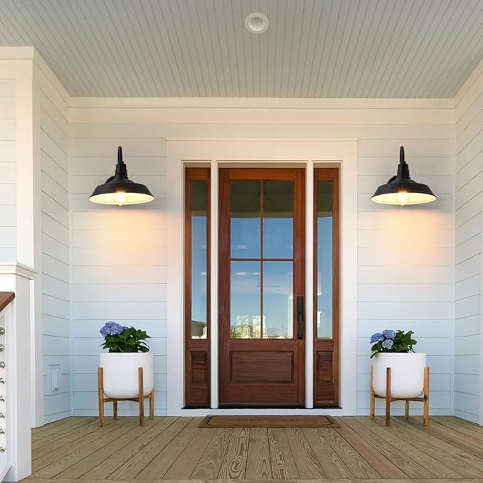 2-Pack Barn Lights Outdoor Gooseneck Exterior Lighting Fixture Aluminum Porch Light Farmhouse Outdoor Wall Light Outside Sconce Light for Patio Garage