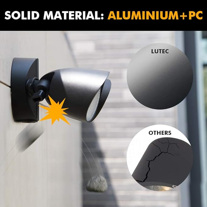 LUTEC 6222B-D2D 3500 Lumen 32 Watt Dusk to Dawn Dual-Head Flood Light Outdoor Waterproof Exterior Security Floodlight Light Full Metal Design for Patio Garden Yard-Black