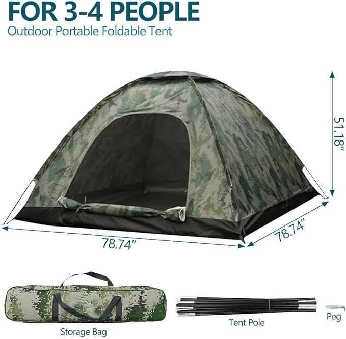 Camping Tent 2/3/4 Person Waterproof &amp Windproof Tents with Rain Fly and Carrying Bag Easy Setup Instant Family Travel Tent for Backpacking Hiking Camping