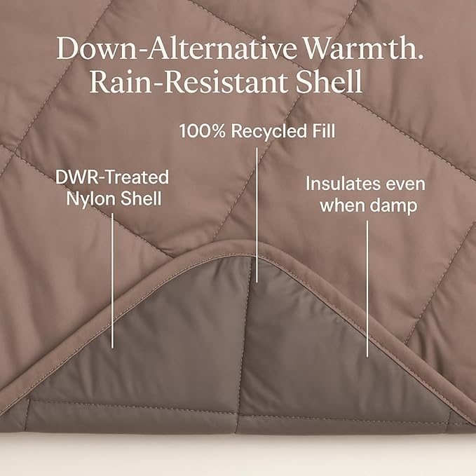Gravel UltraPak™ Packable Puffy Camping Blanket – Lightweight Outdoor Blanket Waterproof for Camping Hiking &amp Travel – Compact Puffy Blanket Durable 20D Nylon Easy Clean Hands-Free Snap Spruc