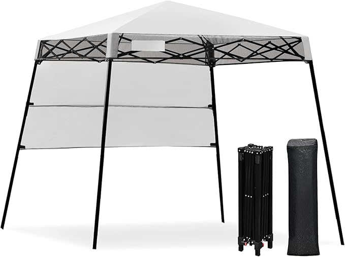 Fireflowery 7’ x 7’ Pop Up Canopy Tent Portable Shelter Canopy w/Backpack Outdoor Instant Canopy Tent Lightweight &amp Compact for Hiking Fishing Camping Picnic (7'x7' Base 6'x6' top)
