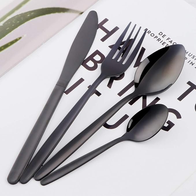 32-Piece Silverware Set for 8 BuyGo Stainless Steel Multicolor Camping Flatware Dinnerware Sets Hand Polish Dishwasher Safe