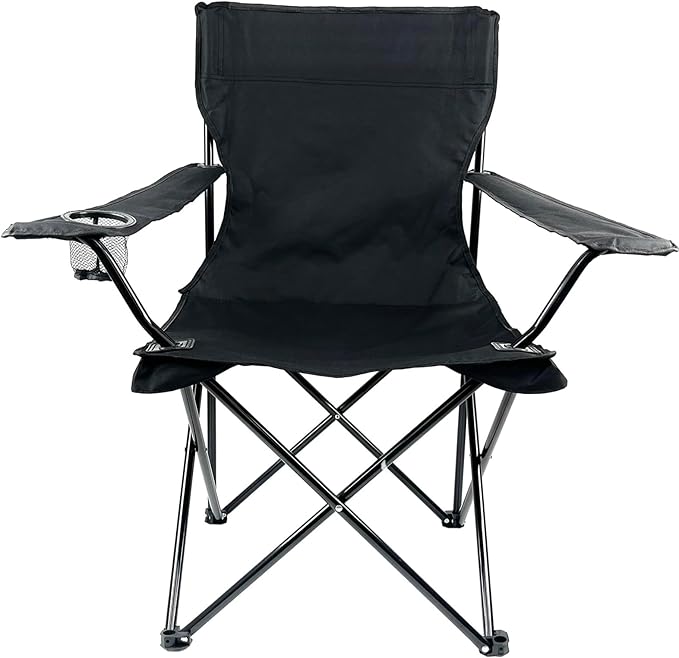 E-Z Living Folding Portable Outdoor Camping Chair[Large] (Black)