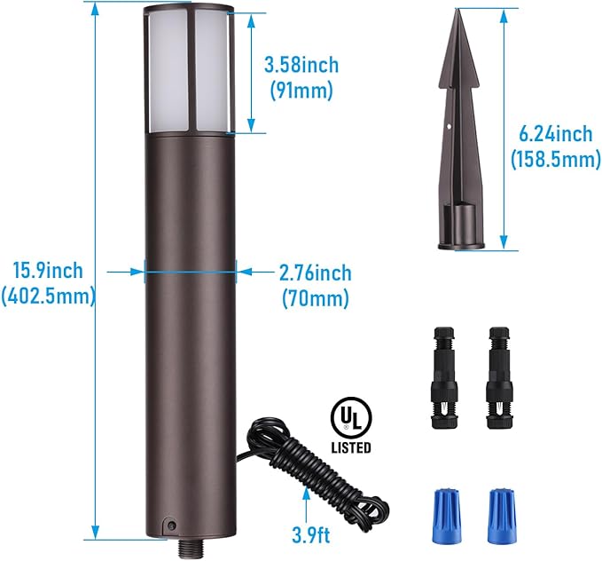 LEONLITE Low Voltage Bollard Pathway Lights 5CCT 5W 12-24V 1800K/2700K/3000K/4000K/5000K Selectable Wired LED Landscape Lighting for Lawn Yard Walkway Driveway Oil Rubbed Bronze Aluminum Pack of 4