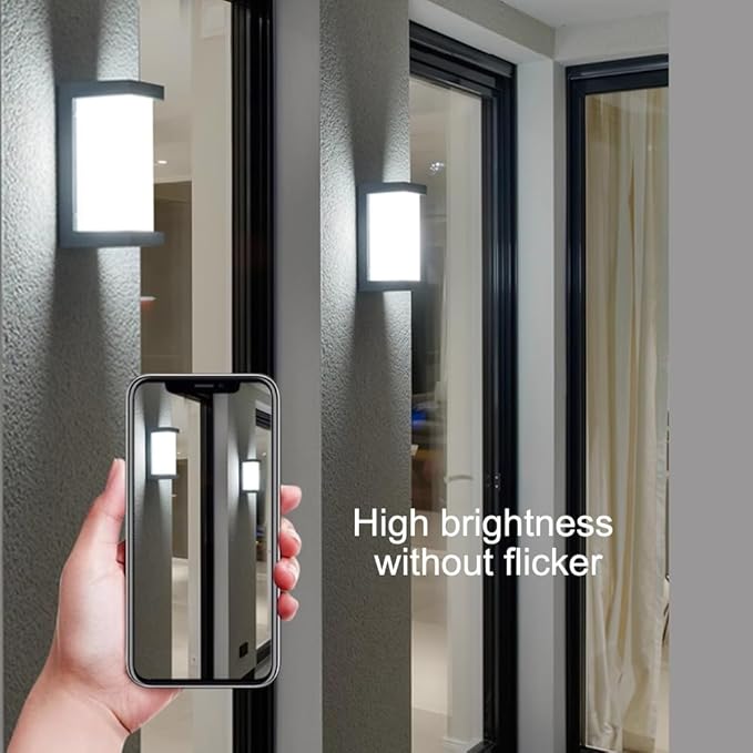 Sytmhoe Dusk to Dawn Outdoor Wall Lights Modern LED Exterior Light Fixture6000k Black Outdoor Wall SconceOuside Light for House Porch Patio Garage Walkway Backyard Garden