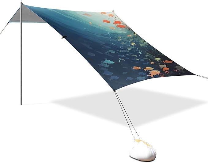 Sea FishCamping Sun Shelters 9.2 x 10.5 FT Beach Canopy Tent Sun Shade with Carrying Bag for Camping Trips Fishing Backyard Fun or Picnics 21340041