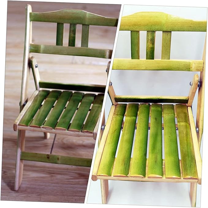 Toyvian Portable Bamboo Folding Stool for Outdoor Activities Beach Parties Receptions Instant Assembly