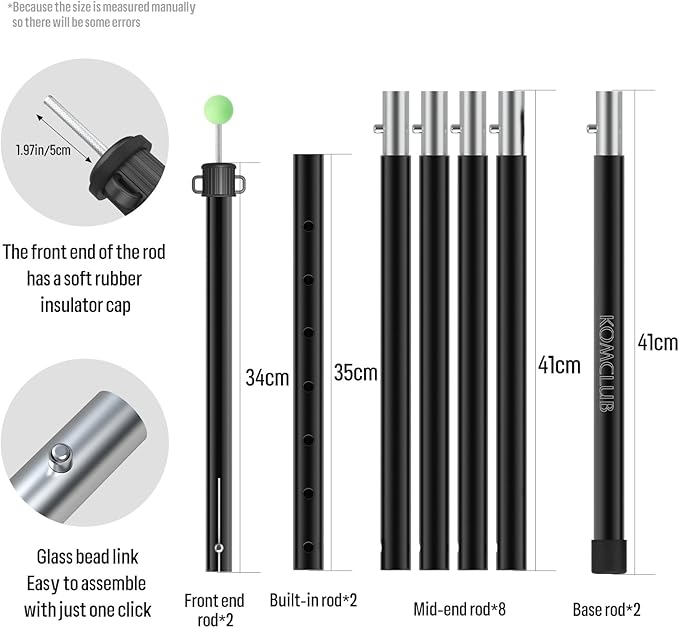 KOMCLUB Tent Poles Adjustable Lightweight Camping Tarp Poles 82.68 Aluminum Alloy Telescoping Solar sail Poles for Awning Canopy Tent Tarp Hiking Light Weight and Easy to Carry (2PC &amp Black)