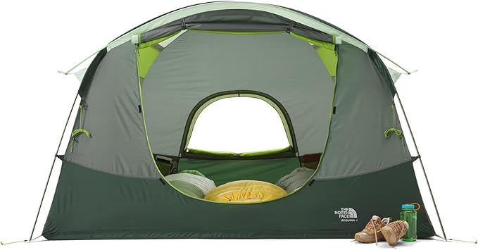 THE NORTH FACE Sequoia 4 Tent - Four-Person Waterproof Camping Tent Spacious &amp Easy to Set Up 2 Zipper Doors Agave Green/Granny Smith One Size