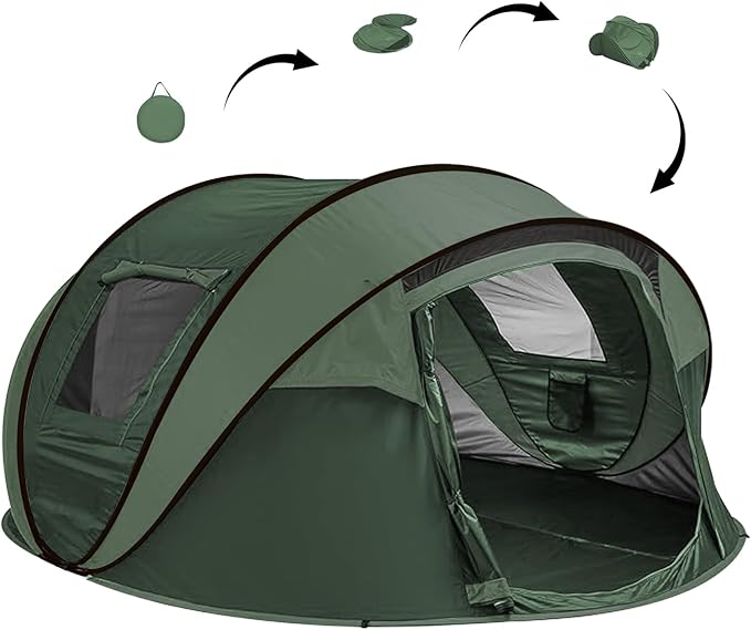 Instant Pop Up Tents for Camping 4/6 Person Easy Pop Up Camping TentsAutomatic Set Up Tent in 3 SecondsWaterproof Sunshade Family TentLightweight Dome Tent for Outdoor CampingHiking &amp Beach
