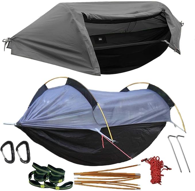 WintMing Hammock with Mosquito Net and Rain Fly Cover 3 in 1 Camping Hammock Tent 440lbs Load
