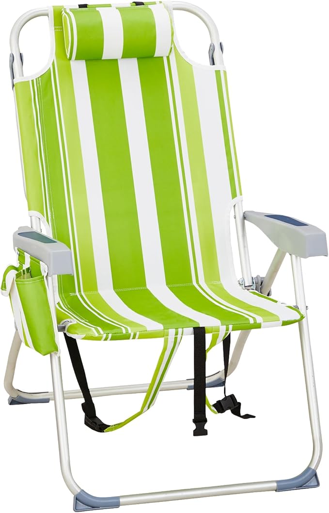 5 Position Beach Chair Portable Camping Chair Folding Backpack Beach Chair Folding Beach Chair Foldable Camping Chair Backpack Chair for Beach Lawn Concert