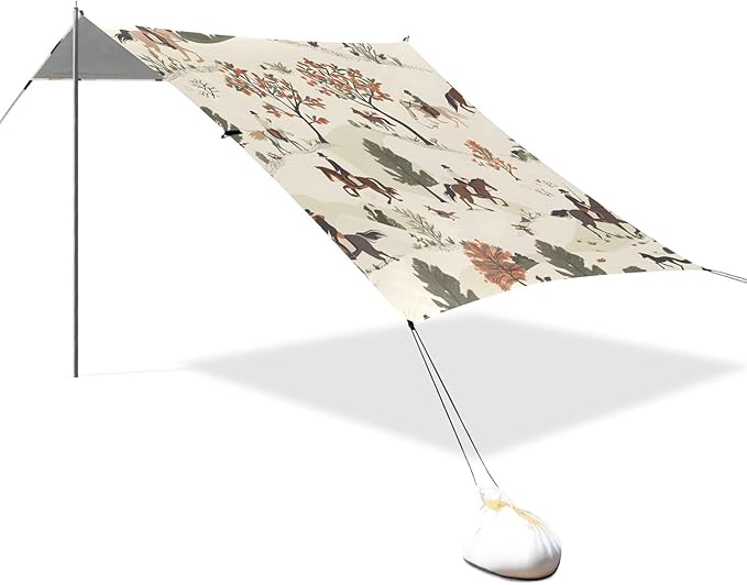 Horse Riders Camping Sun Shelter Beach Tent Portable Beach Sun Shade Outdoor Canopy for Camping Trips Fishing Picnic