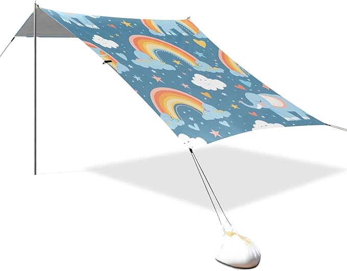 Elephants Camping Sun Shelter Beach Tent Portable Beach Sun Shade Outdoor Canopy for Camping Trips Fishing Picnic