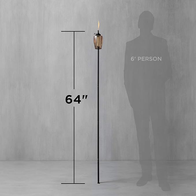 TIKI Adjustable Flame 64 Glass Torch – Pink Decorative Lighting for Outdoor Lawn Patio &amp Garden | Includes Snuffer &amp Long-Lasting Wick | Weather-Resistant Design