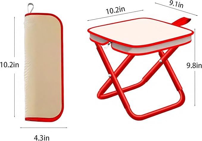 8 Pack 12inch Folding Stool Portable Camping Chairs with Carry Bag for Outdoor Mountaineering Fishing Hiking Hunting Foot Stool Mini Travel Chair(RED)