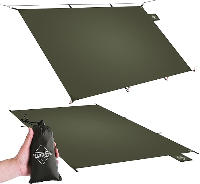Onewind Tent Footprint Small Tarp Tent Floor Ground Sheet 4000mm Waterproof Rate PU Coating 98 *55 Ultralight Camping Tarp for Backpacking Hiking Camping Picnic