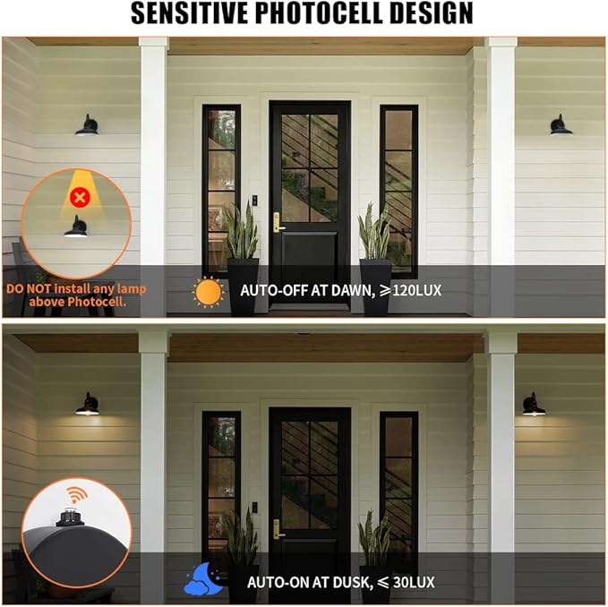 Outdoor Wall Lights Dusk to Dawn Exterior Farmhouse Gooseneck Outdoor Light Fixture Anti-Rust Waterproof Barn Lights Vintage Black Outside Wall Mount Light Fixture for Front Porch Entryway Garage