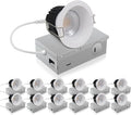 Adetu 3 Inch 5CCT Anti-Glare LED Downlight with Junction Box 2700K/3000K/4000K/5000K Selectable CRI90+ 12W COB 1160LM IP65 Waterproof Dimmable-ETL and Energy Star Certified (White12 Pack)