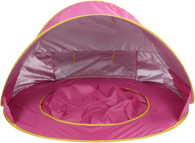 Pop Up Beach Tent Portable Sun Shelter with UPF50+ Protection and Built in Baby Pool Compact Foldable Beach Shade for Infant Outdoor Camping Beach Picnic (Pink)