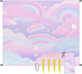 Waterproof Sandproof Beach Blanket 59''×68'' Starry Night Polyester Outdoor Picnic Blanket with 4 Stakes &amp Storage Bag for BeachCampingVacation Pale Pink