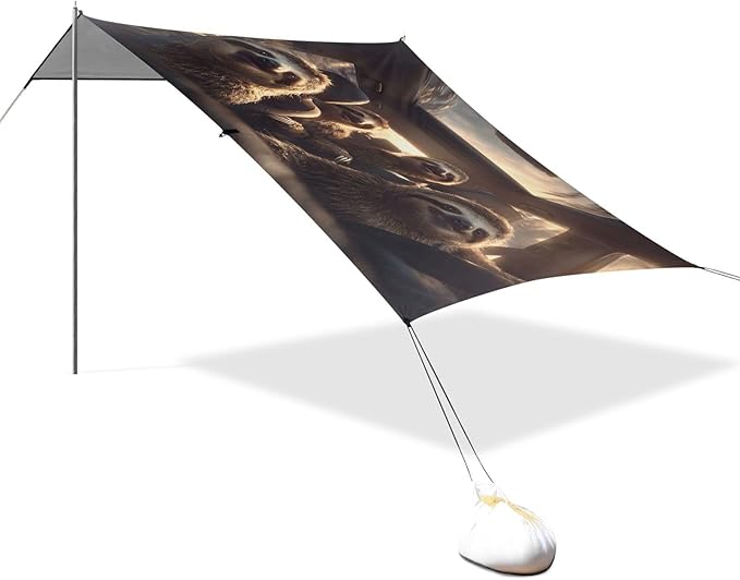 ALAZA Sloths Driving Funny Animals Beach Tent Sun Shelter UPF50+ Protection Beach Shade Canopy w/ 4 Sandbags for Outdoor Camping Fishing Backyard Fun Picnic 10x9 ft