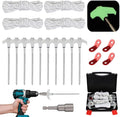 Camping Peg Kit: 10 Screw-in Metal Tent Stakes with Fluorescent Heads Reflective Cords Tensioners Socket &amp Storage Box 8 Inch for Outdoor Use