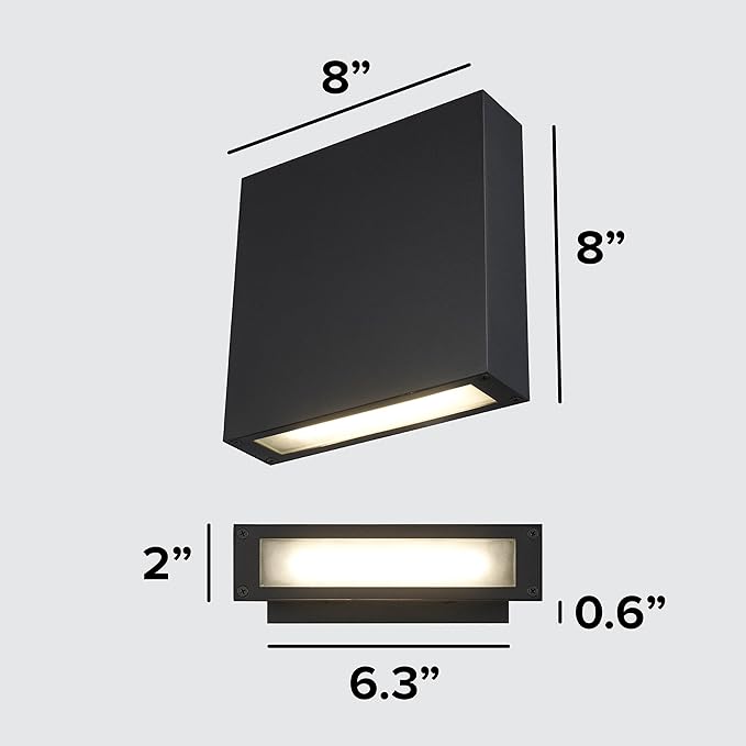 TRANS GLOBE LED-51580 BK I Celestia Collection 8 Inch LED 3000K Outdoor Wall Mount - Black Finish with Frosted Glass I Modern Contemporary Fixture I