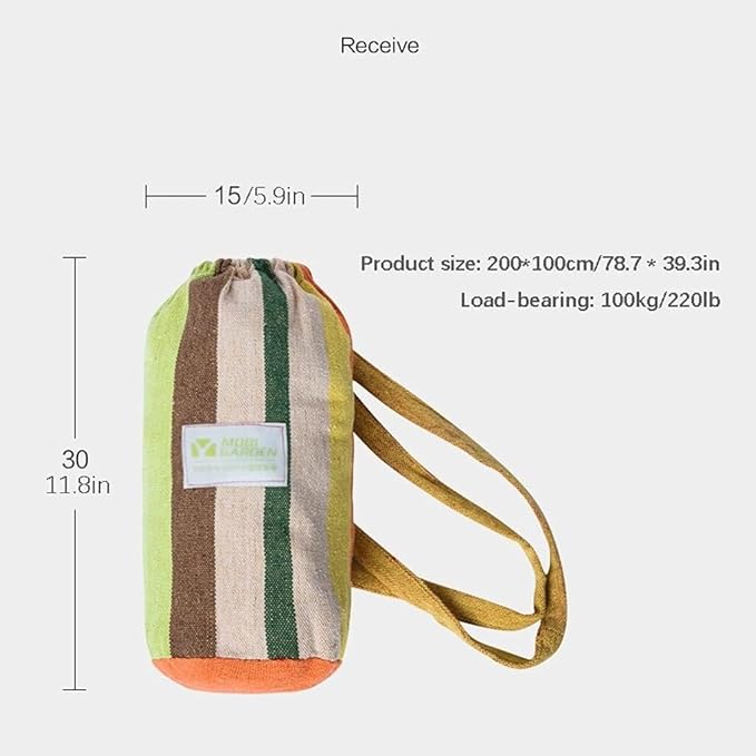 Cotton Brazilian Hammock Soft and Comfortable Single Hammock for Patio Porch Garden Backyard and Camping Breathable Canvas Fabric 220lb Weight Capacity Portable with Carry Bag