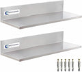 Stainless Steel Wall Shelf with Upgraded Drywall Anchors 8.6x16 50LB 2 Packs L-Shaped Commercial Wall Mount Floating Shelving for Kitchen Restaurant Home