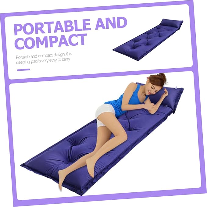 Inflatable Camping Mat with Integrated Pillow Portable and Convenient Sleeping Cushion for Hiking Backpacking and Outdoor Adventures Lightweight Design