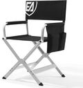 EVER ADVANCED Aluminum Directors Chair Folding Studio Movie Chairs Camping Event Vendor Chair 19 Seat Height Black Fabric/White Frame Support 350lbs