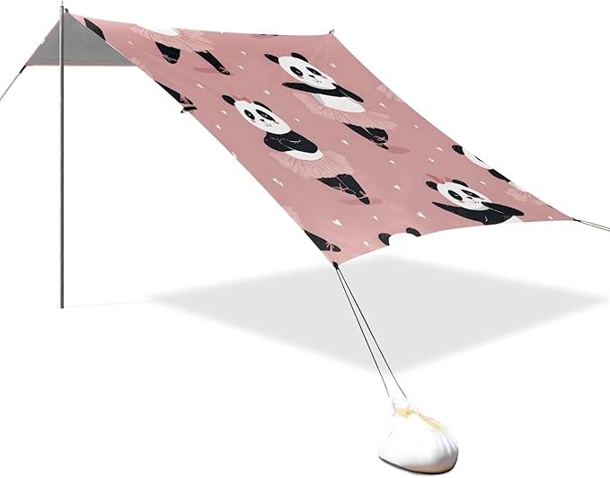 Panda Ballet Dancer Pattern Camping Sun Shelter Beach Tent Portable Beach Sun Shade Outdoor Canopy for Camping Trips Fishing Picnic
