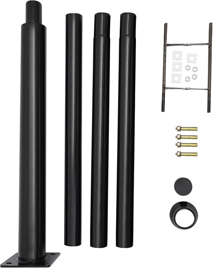 Street Light Pole 13ft Tall Galvanized Split Street Lamp Post for Outdoor Street Courtyard Parking Lot Lighting Post Fixtures with Mounting Ground Cage (13FT 114+76mm)