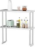 12x36 Stainless Steel Double Overshelf 2-Tier Adjustable NSF Shelf for Prep/Work Table Commercial Restaurant Kitchen Garage Utility Room