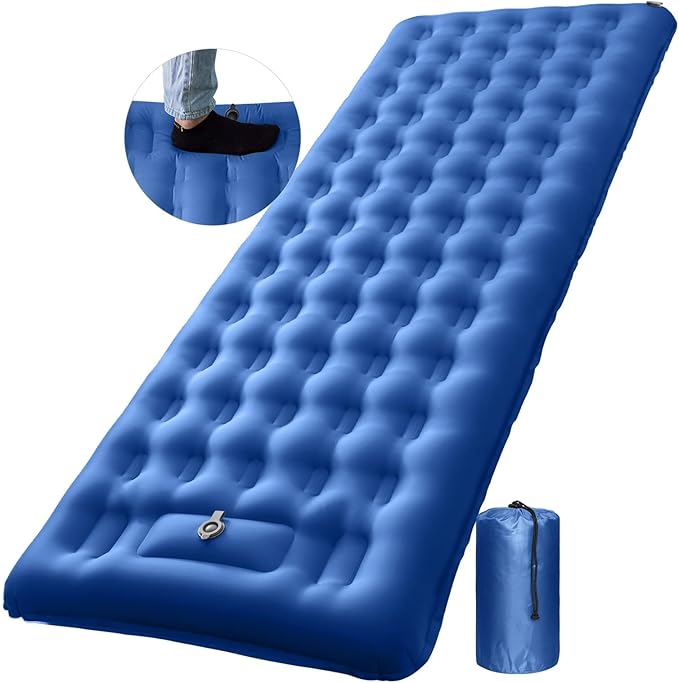 Inflatable Sleeping Pad for Camping Ultralight Sleeping Mat with Built-in Foot Pump 5.1 Extra-Thick Camping Mattress Pad for Backpacking Hiking Tent Traveling
