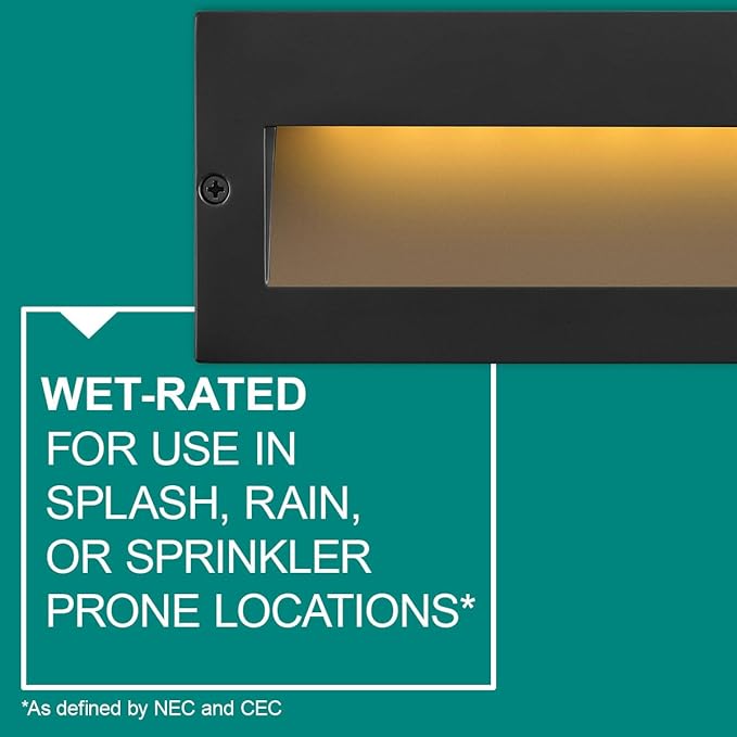 Hinkley Landscape Lighting Taper Wide Horizontal 12v Step Light Low-Voltage Recessed Mount Integrated LED Satin Black