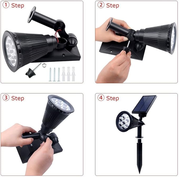 Solar Spot Lights Outdoor Waterproof Solar Powered Spotlight Landscape Lighting Color Changing Auto On/Off for Yard Garden Tree 4 Pack
